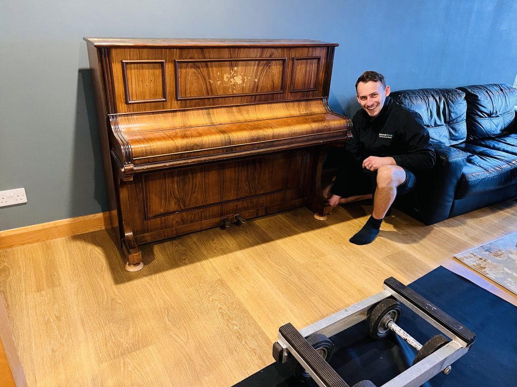 Piano in position after being moved by MoveStore in Edinburgh