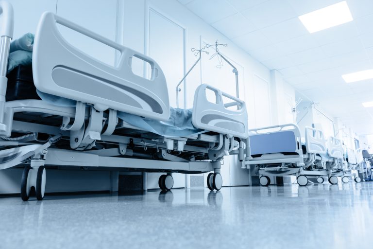 a row of hospital beds