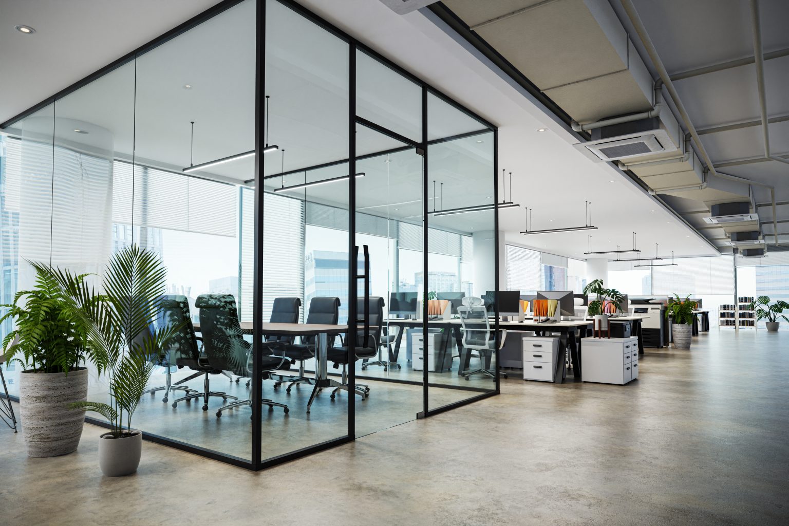 an open plan modern office
