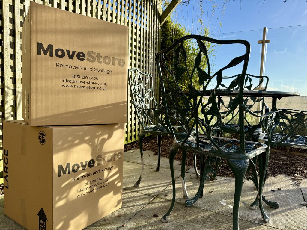 MoveStore boxes in the garden