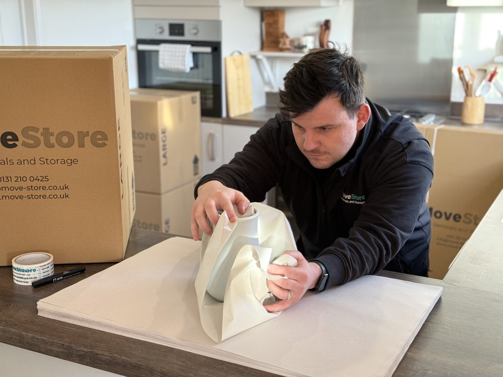 Fragile packing of a vase by MoveStore packing service in Edinburgh
