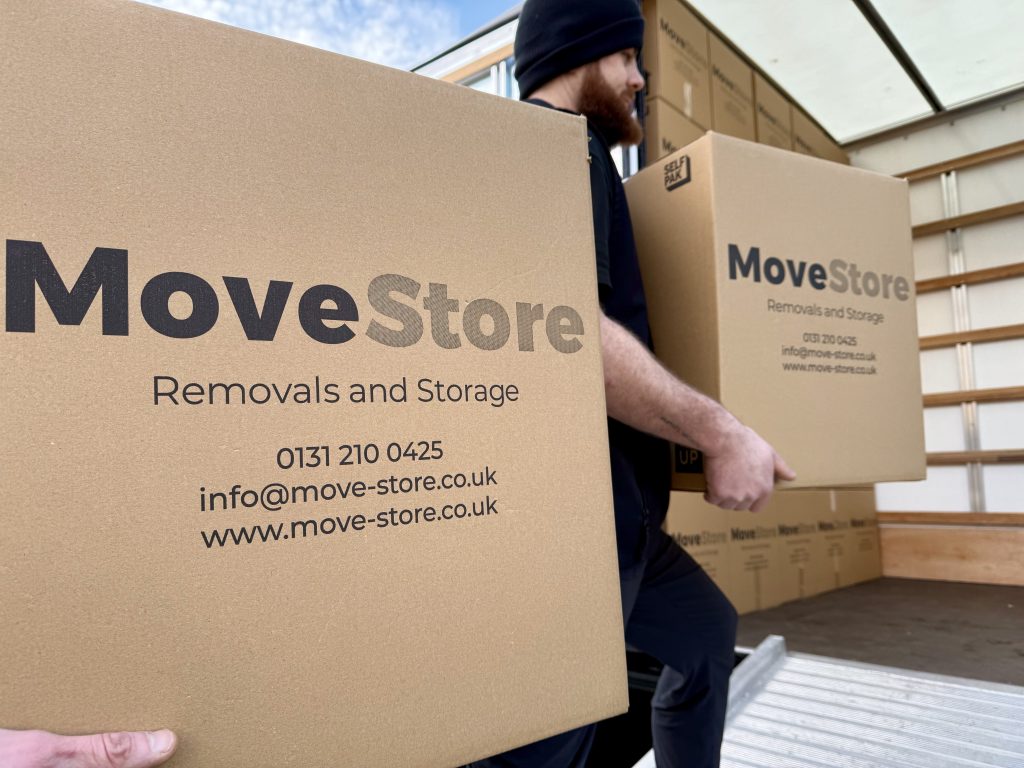 Carrying boxes onto the MoveStore removals lorry