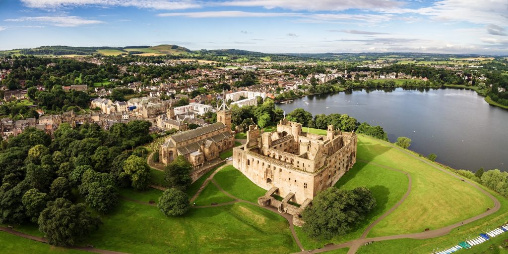 Aerial view of Linlithgow Palace and Linlithgow - MoveStore provides a professional Removals service in Linlithgow